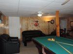Game Room Downstairs with Flat Screen TV, Pool Table, Card Table